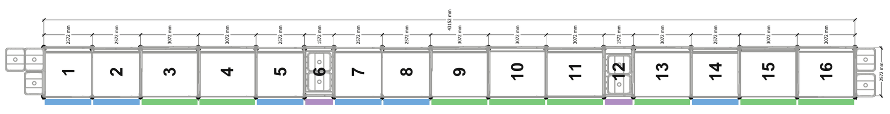 Plattegrond, 16 vakken